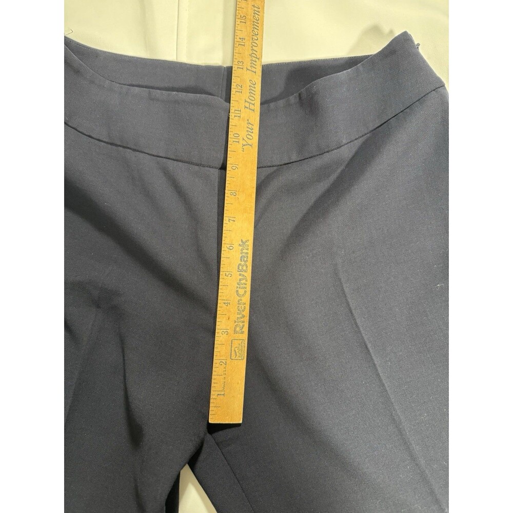 Akris Pants Womens 10 Navy Blue Side Zip Trousers Wool Wide Leg Dress Pants - Picture 5 of 14